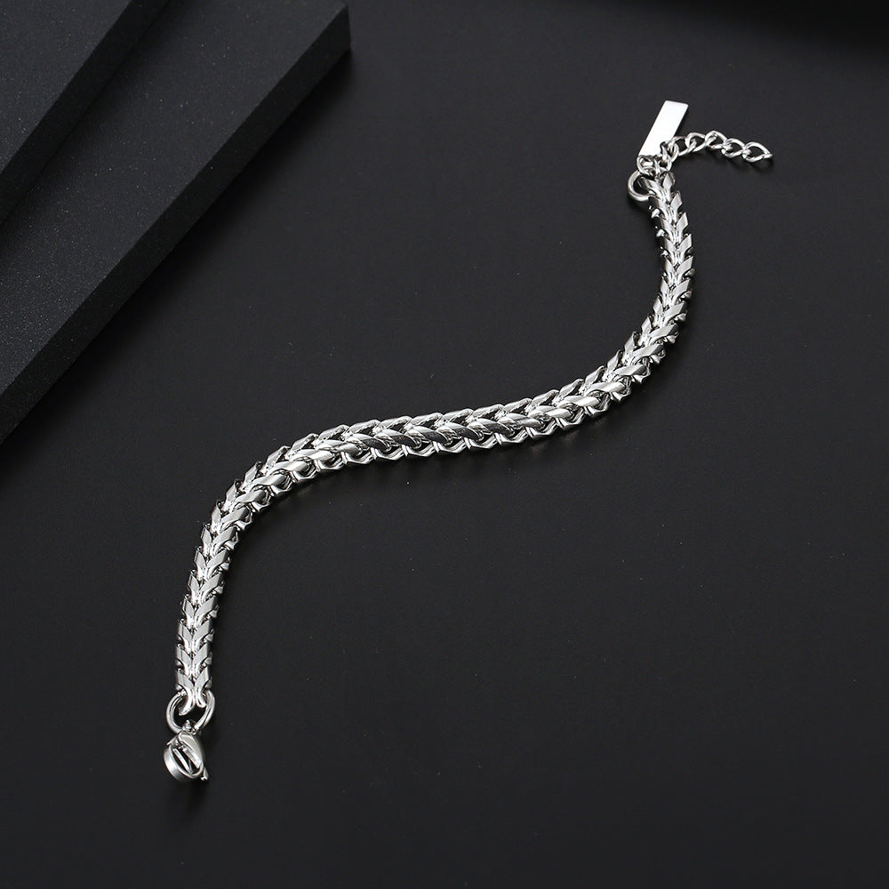 Personality Woven Men's Bracelet Titanium Steel Simple Cold Style Trendy Men's Bracelet