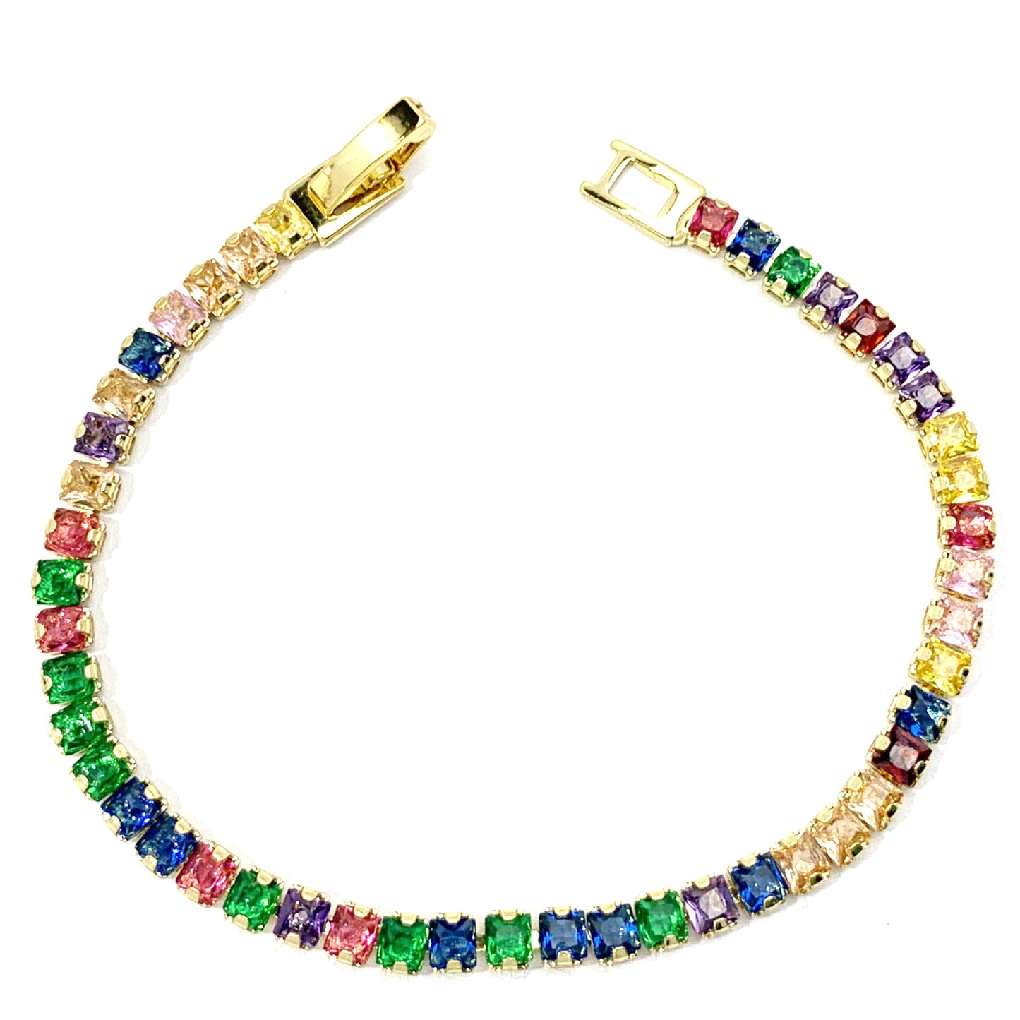 Colorful Square Retro Shining Diamond Zircon Necklace