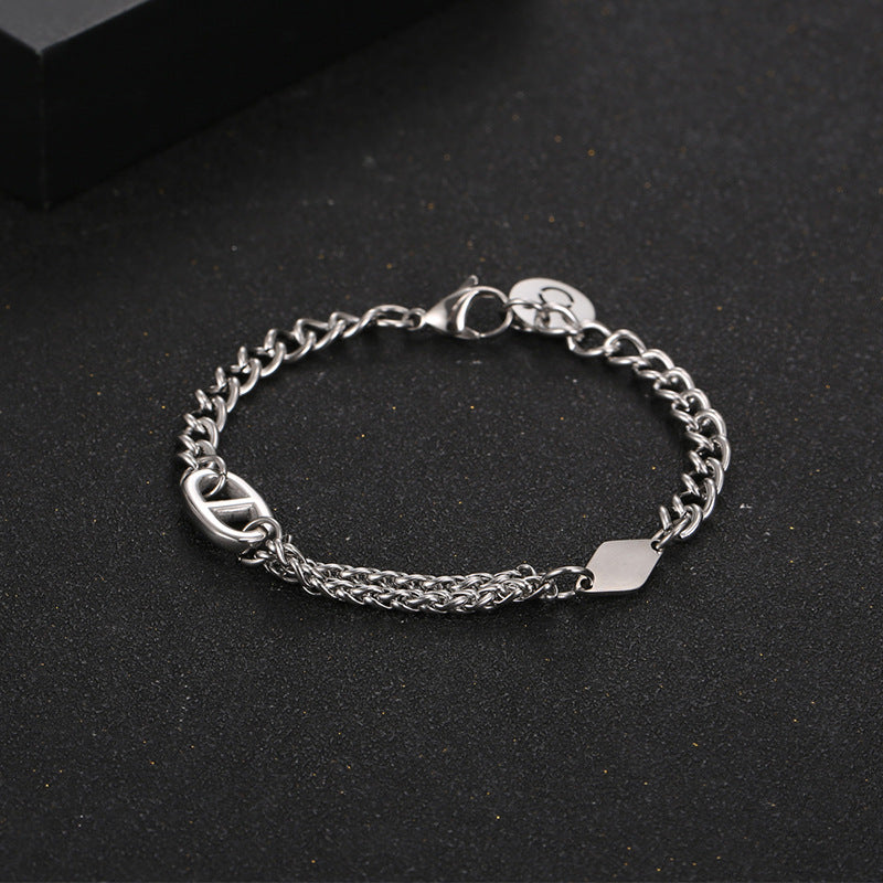 Titanium Steel Bracelet Men's Irregular with Personality Stitching Bracelet