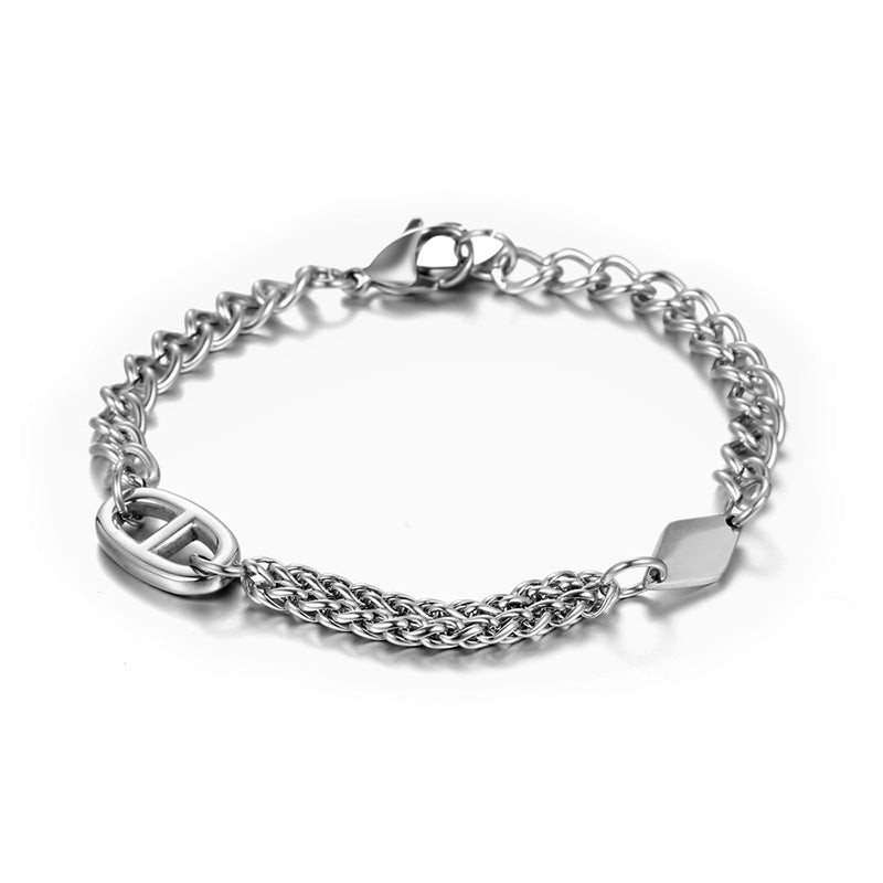 Titanium Steel Bracelet Men's Irregular with Personality Stitching Bracelet