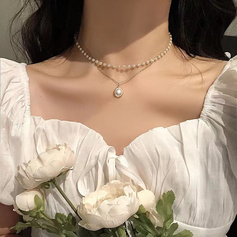 Pearl Necklace Special-Interest Design High-Grade Light Luxury Clavicle Chain Love Pendant Ornaments Wholesale