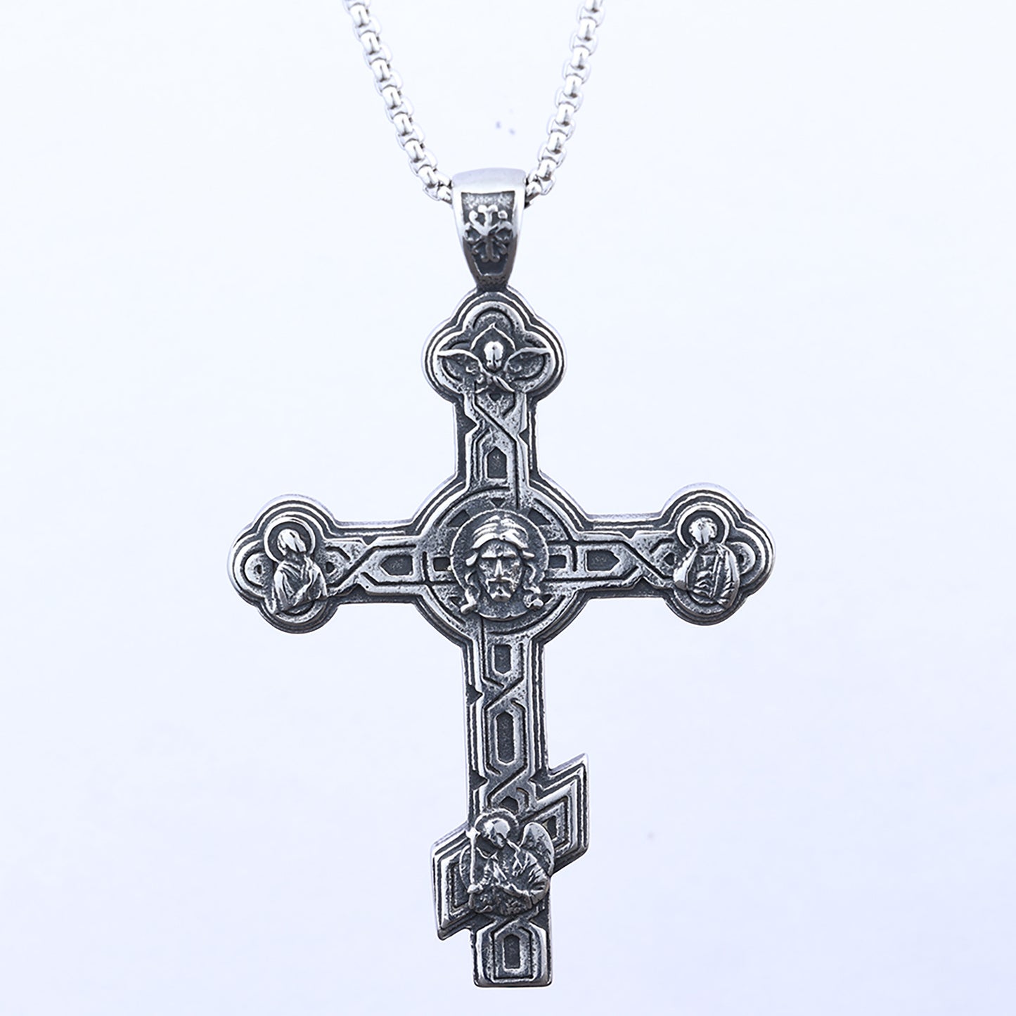 Unique Punk Style Cross Character Totem Men's Daily Wear in Stock Pendant Non-Fading Necklace