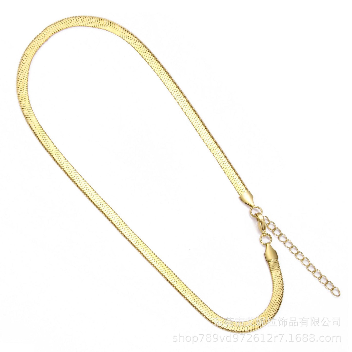 Stainless Steel Flat Snake Bone Necklace Golden Blade Clavicle Chain Internet Celebrity All-Match Titanium Steel OrnamentdiyAdjustable Necklace