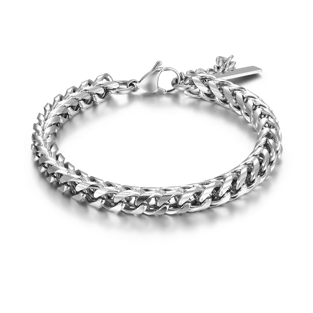 Woven Men's Bracelet Titanium Steel Simple Cold Style Trendy Men's Bracelet