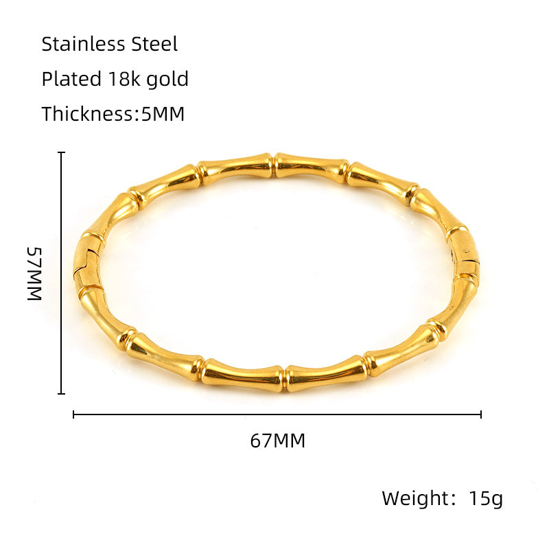 Stainless Steel Bamboo Bracelet Simple High-Grade Titanium Steel Retro Style Bracelet Factory in Stock