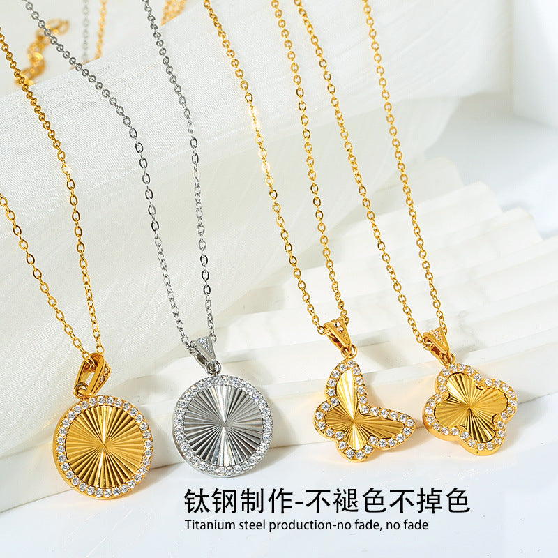 Butterfly Necklace Summer Women's High-Grade Heart-Shaped Non-Fading Titanium Steel Necklace