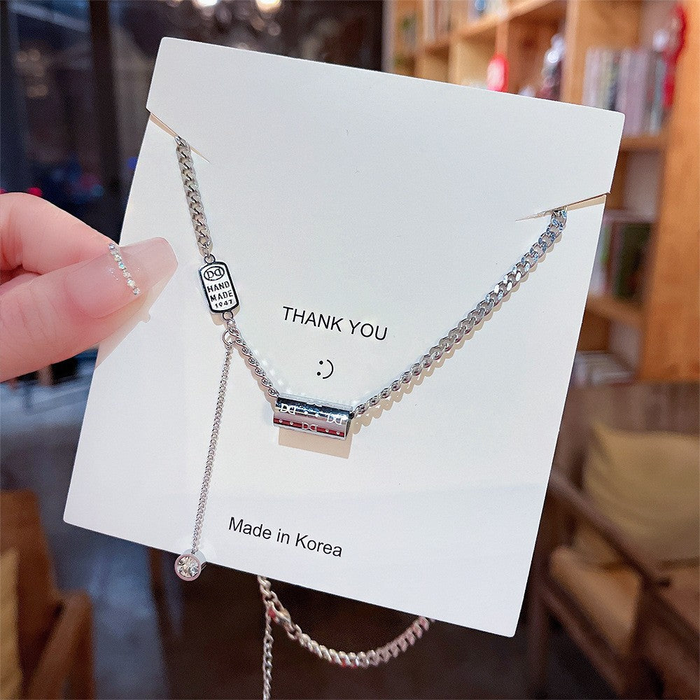 New Titanium Steel Necklace Non-Fading Women's Summer High Sense Niche Net Red Pendant All-Match Light Luxury Clavicle Chain Accessories