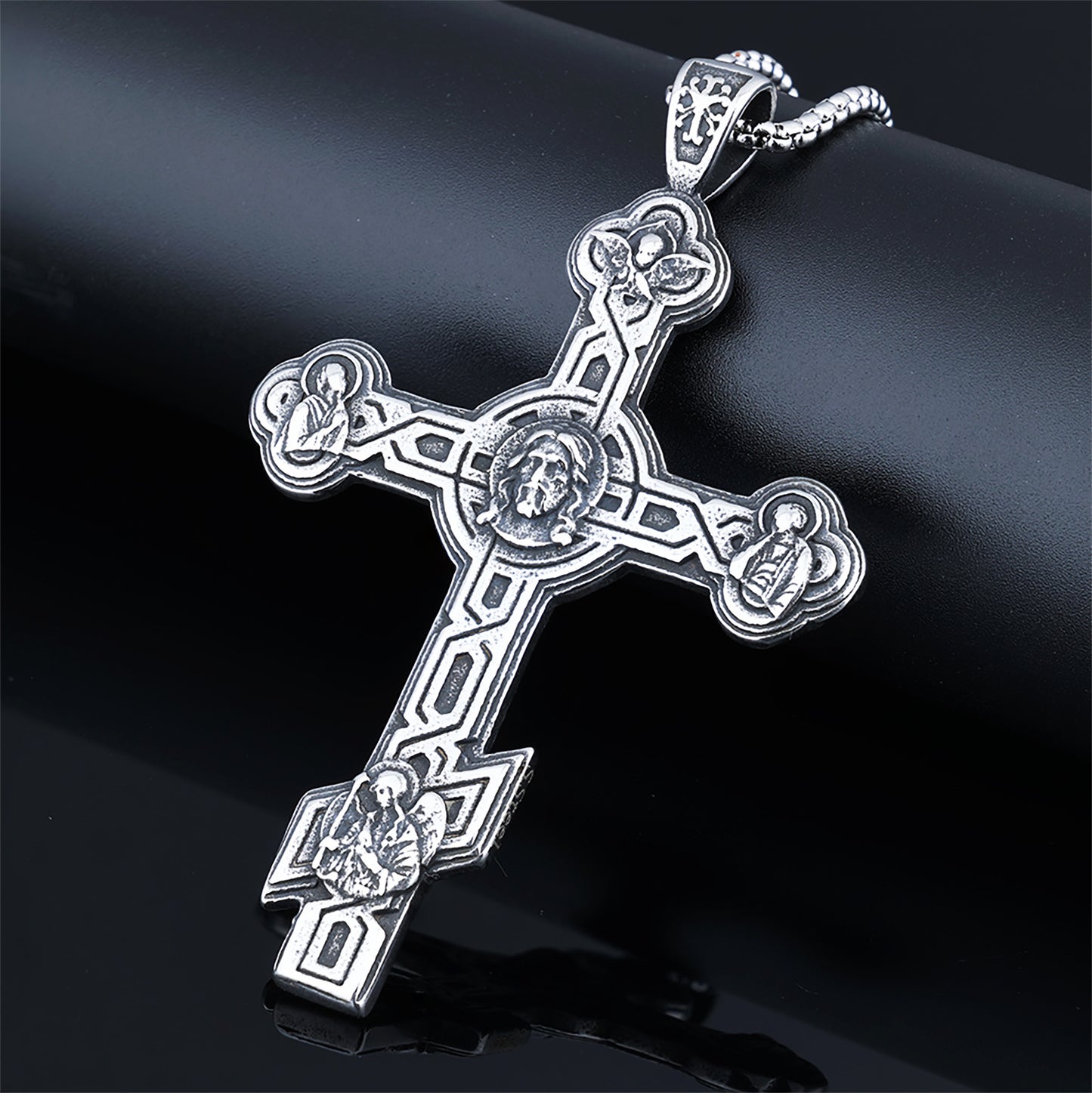 Unique Punk Style Cross Character Totem Men's Daily Wear in Stock Pendant Non-Fading Necklace