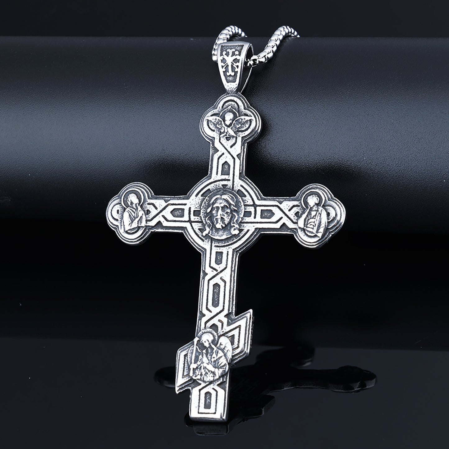 Unique Punk Style Cross Character Totem Men's Daily Wear in Stock Pendant Non-Fading Necklace