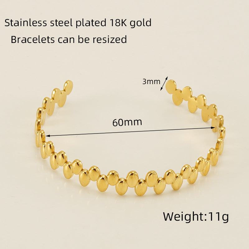 Titanium Steel Open-Ended Bracelet Women's Stainless Steel Adjustable BraceletCWomen's Bracelet