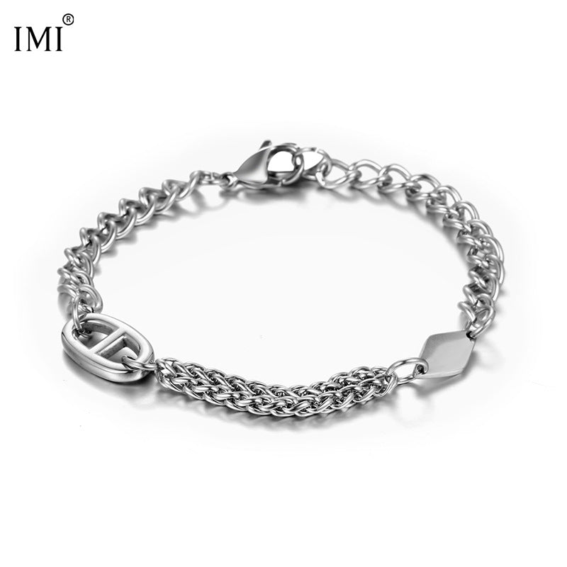 Titanium Steel Bracelet Men's Irregular with Personality Stitching Bracelet