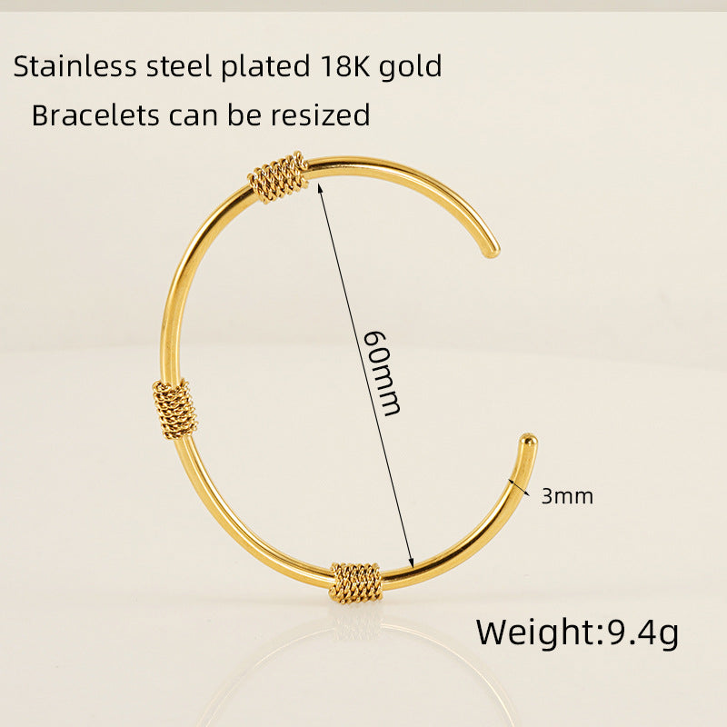 Titanium Steel Open-Ended Bracelet Women's Stainless Steel Adjustable BraceletCWomen's Bracelet