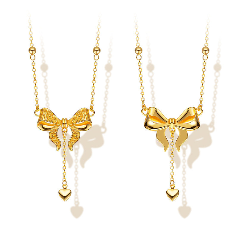 Girl Cute Butterfly Heart Clavicle Chain Niche Fairy Princess Necklace Alluvial Gold Large