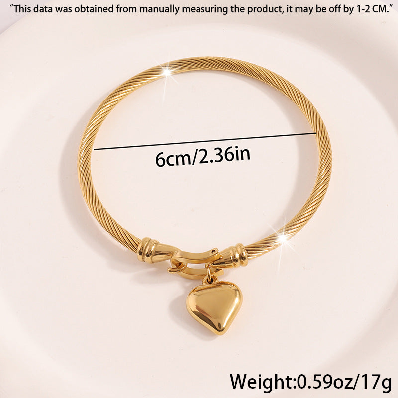 Titanium Steel Bracelet Girls' High-Grade Cross-Border New Arrival Stainless Steel Love Bracelet Fashion Personality Clevis Bracelet