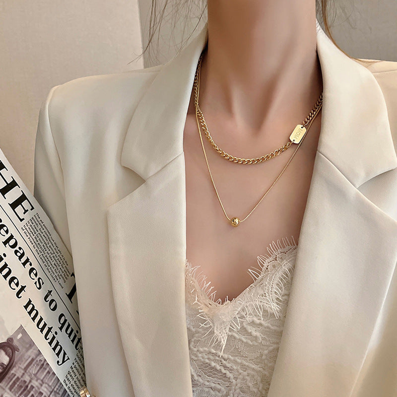 Titanium Steel No Fading  Ball Clavicle Chain