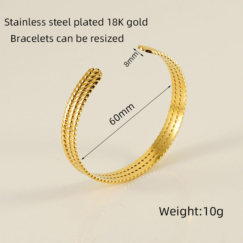 Titanium Steel Open-Ended Bracelet Women's Stainless Steel Adjustable BraceletCWomen's Bracelet