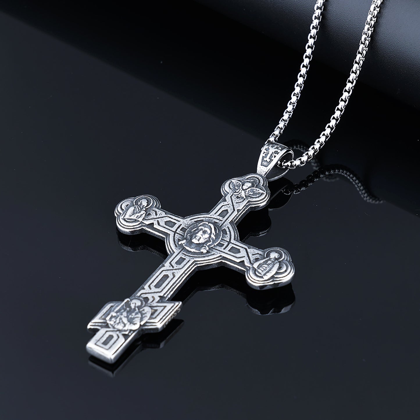 Unique Punk Style Cross Character Totem Men's Daily Wear in Stock Pendant Non-Fading Necklace