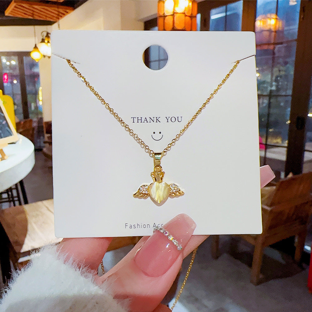 New Titanium Steel Necklace Non-Fading Women's Summer High Sense Niche Net Red Pendant All-Match Light Luxury Clavicle Chain Accessories