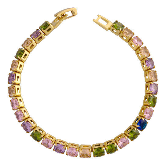 Colorful Square Retro Shining Diamond Zircon Necklace