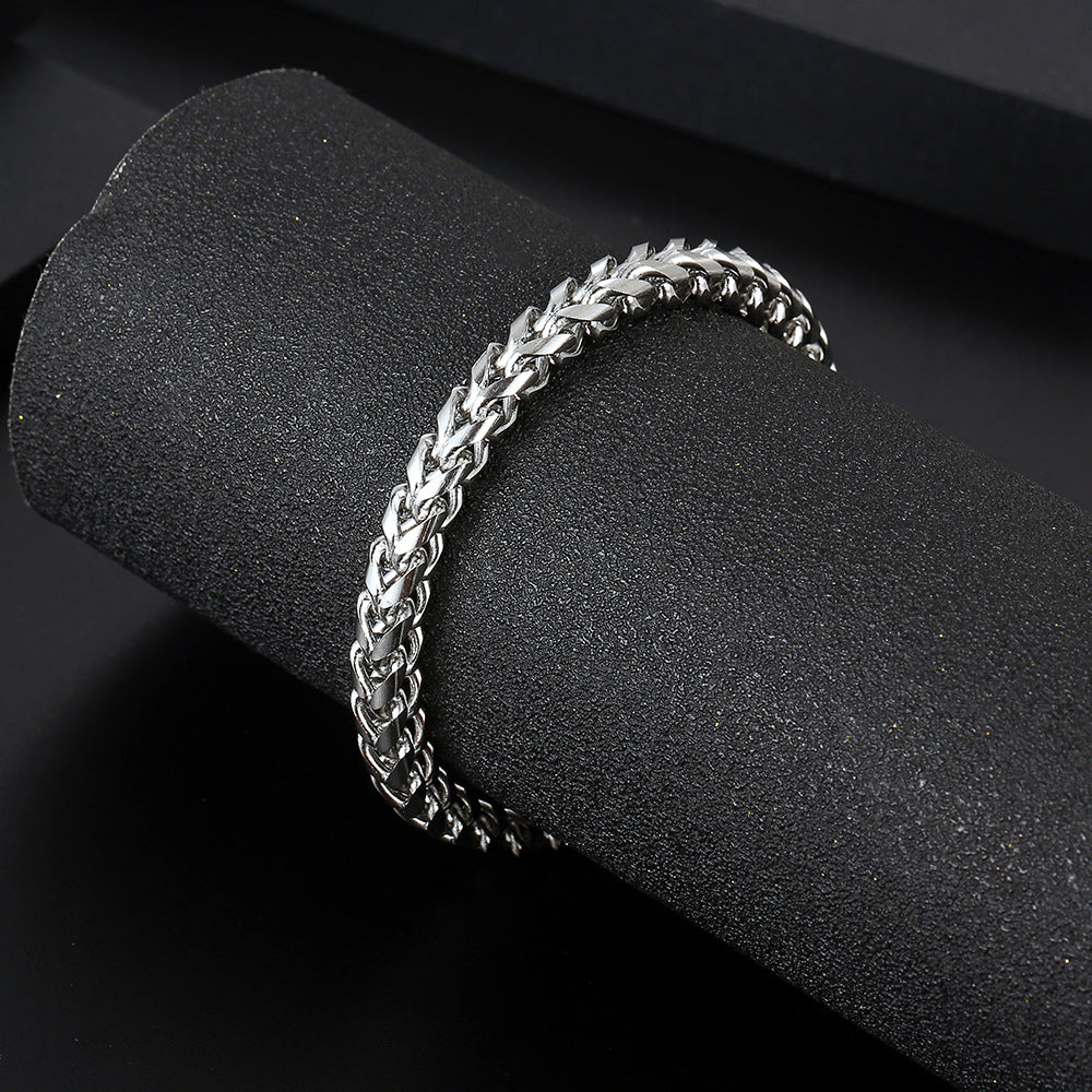 Woven Men's Bracelet Titanium Steel Simple Cold Style Trendy Men's Bracelet