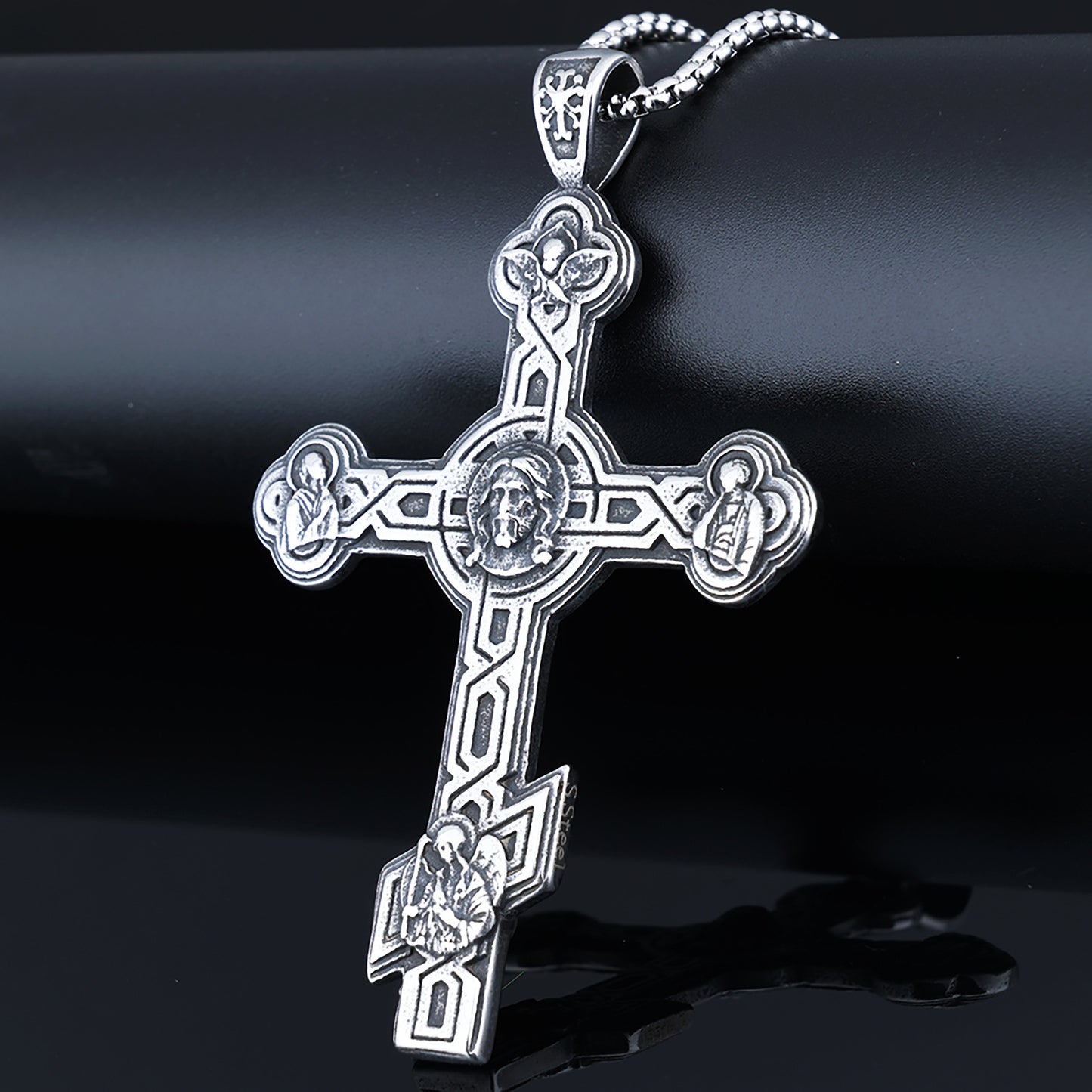 Unique Punk Style Cross Character Totem Men's Daily Wear in Stock Pendant Non-Fading Necklace