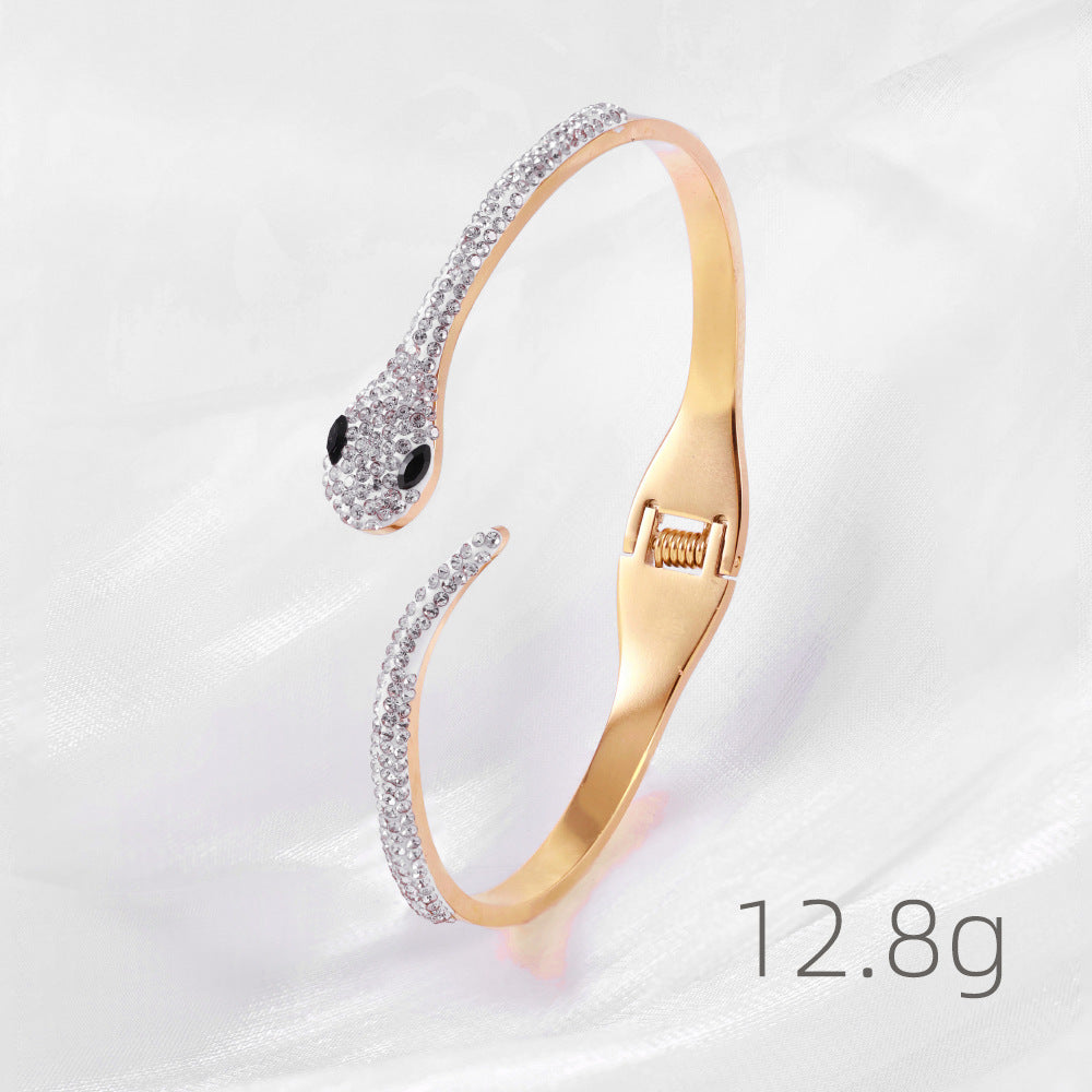 Stainless Steel Bracelet for Women Titanium Steel No Fading Girls' New Snake-Shaped Electroplating