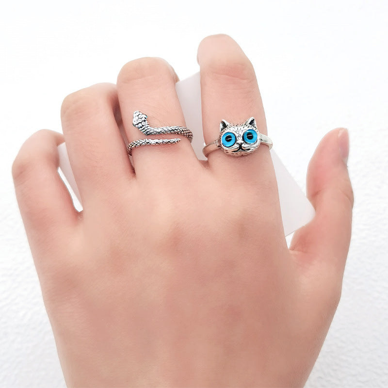 Cat Simulated Snakes Ring for Women Personalized Cold Style Ring