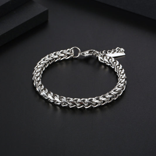 Woven Men's Bracelet Titanium Steel Simple Cold Style Trendy Men's Bracelet