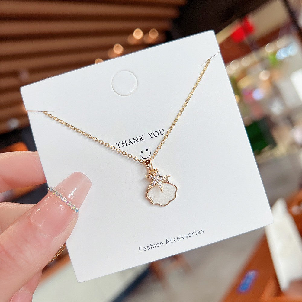 New Titanium Steel Necklace Non-Fading Women's Summer High Sense Niche Net Red Pendant All-Match Light Luxury Clavicle Chain Accessories