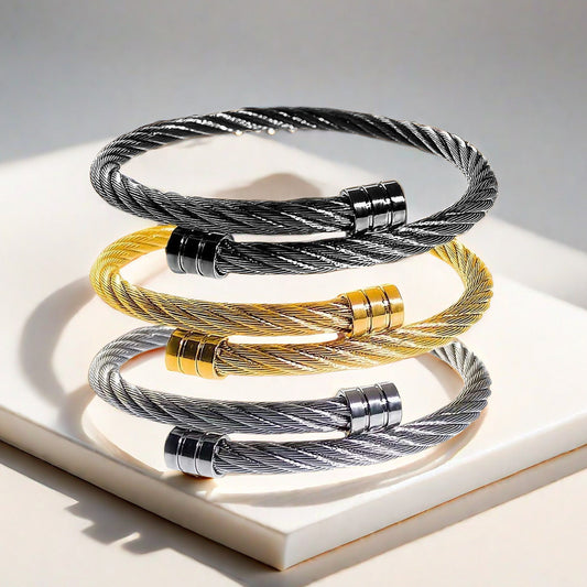 Wire Open Elastic Ornament Titanium Steel Bracelet