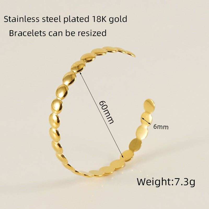 Titanium Steel Open-Ended Bracelet Women's Stainless Steel Adjustable BraceletCWomen's Bracelet