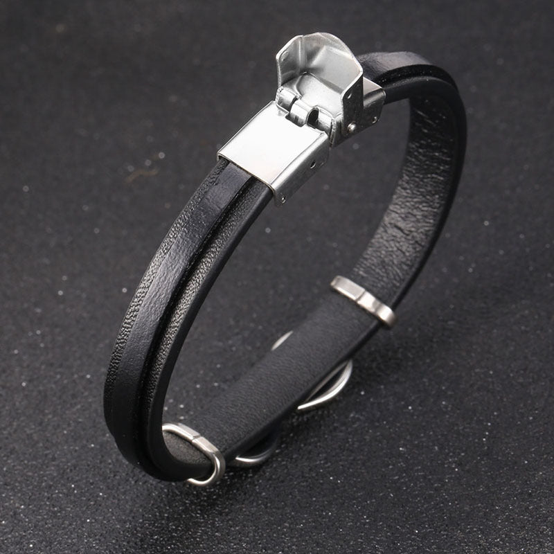 Retro Titanium Steel Men8Word Leather Bracelet Fashion Bracelet