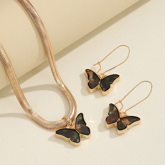 Double Layer Cellulose Acetate Sheet Butterfly Does Not Fade Special Interest Light Luxury Design Sense Graceful and Fashionable Simple Necklace