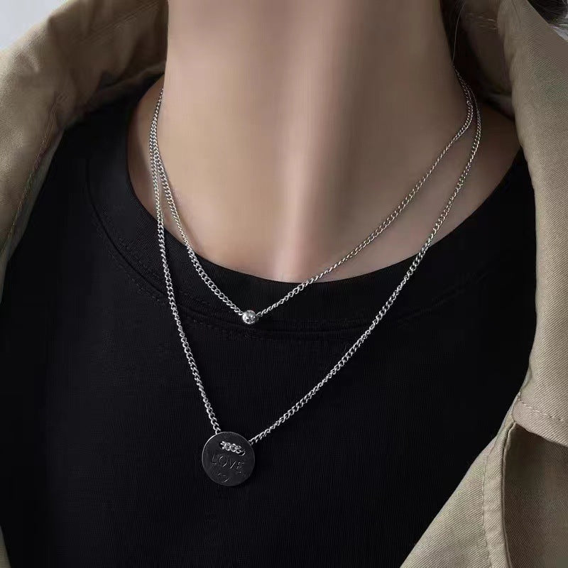 Cross Zircon Non-Fading Titanium Steel Necklace Men's All-Match High Sense Cuban Link Chain Hip Hop Niche Necklace Necklace Fashion