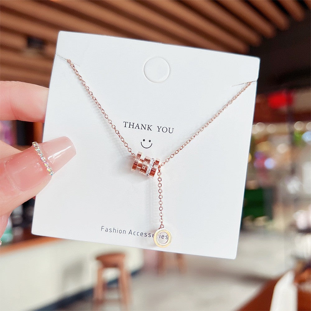 New Titanium Steel Necklace Non-Fading Women's Summer High Sense Niche Net Red Pendant All-Match Light Luxury Clavicle Chain Accessories