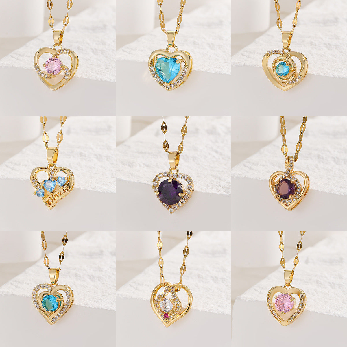 Necklace Non-Fading Women's Summer Party Popular Accessories Valentine's Day Gift High Sense Minority All-Match Heart-Shaped Pendant