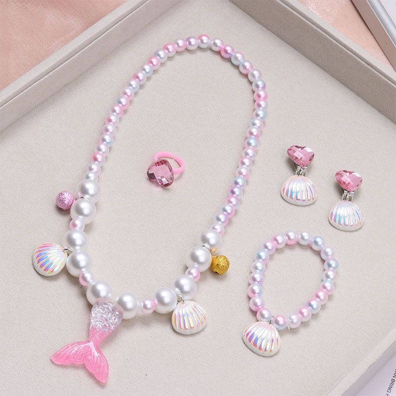 Princess Girl Baby Girl Jewelry Accessories Mermaid Tail Shell Necklace, Bracelet Set Child Girl Ornament