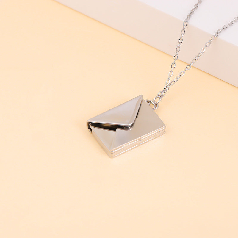 Creative Titanium Steel Envelope Necklace Personalized Stainless Steel