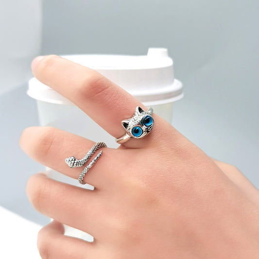 Cat Simulated Snakes Ring for Women Personalized Cold Style Ring