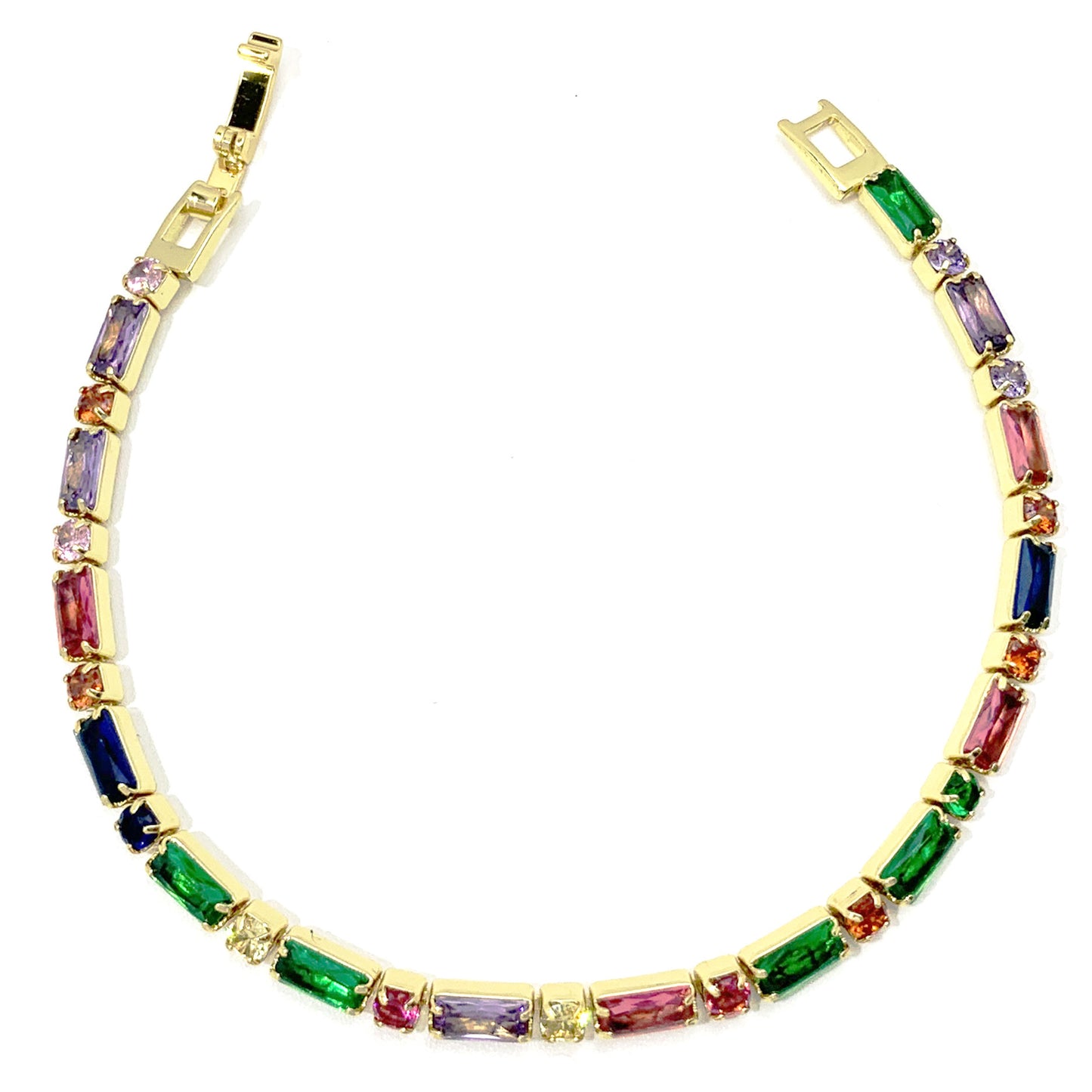 Colorful Square Retro Shining Diamond Zircon Necklace