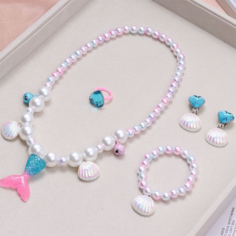 Princess Girl Baby Girl Jewelry Accessories Mermaid Tail Shell Necklace, Bracelet Set Child Girl Ornament