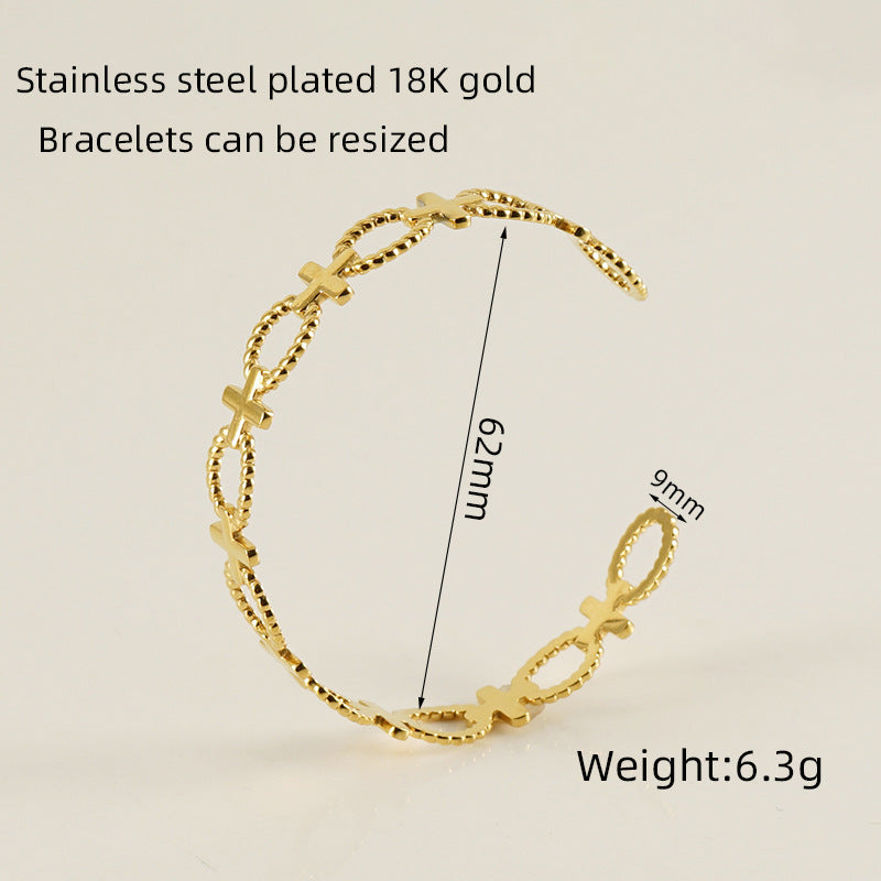 Titanium Steel Open-Ended Bracelet Women's Stainless Steel Adjustable BraceletCWomen's Bracelet