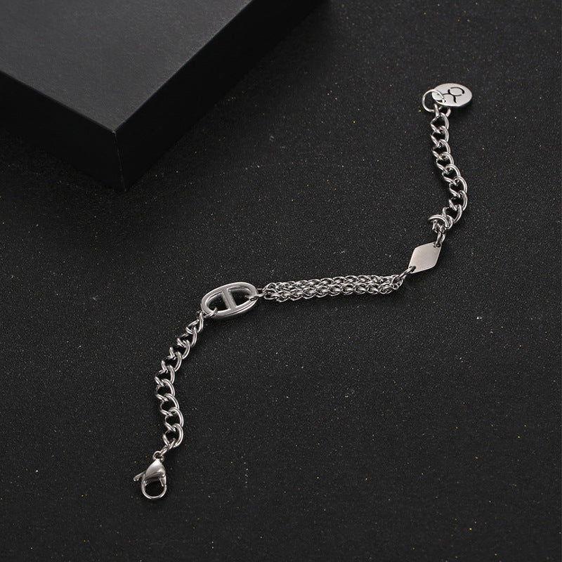 Titanium Steel Bracelet Men's Irregular with Personality Stitching Bracelet