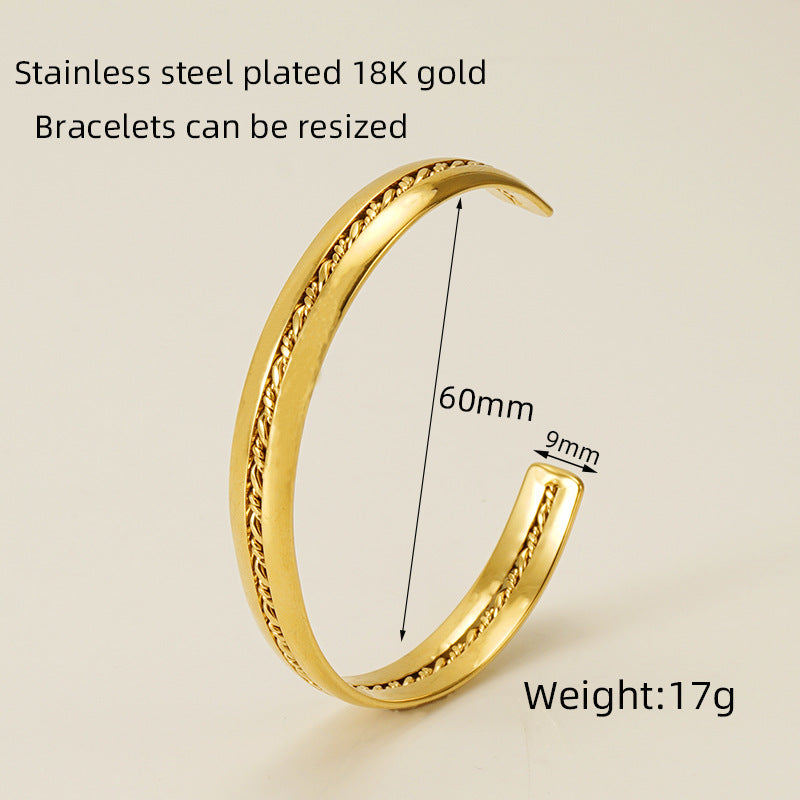 Titanium Steel Open-Ended Bracelet Women's Stainless Steel Adjustable BraceletCWomen's Bracelet