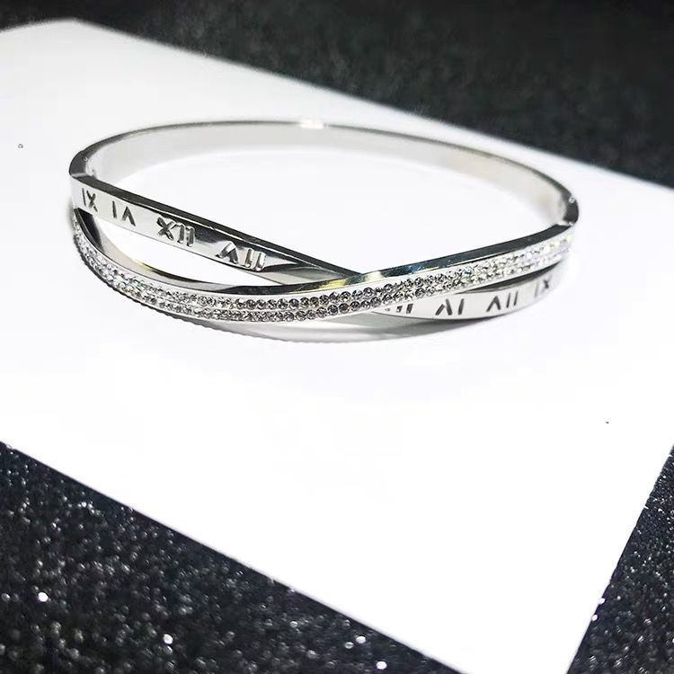 Round Diamond Titanium Steel Bracelet  Style Personality