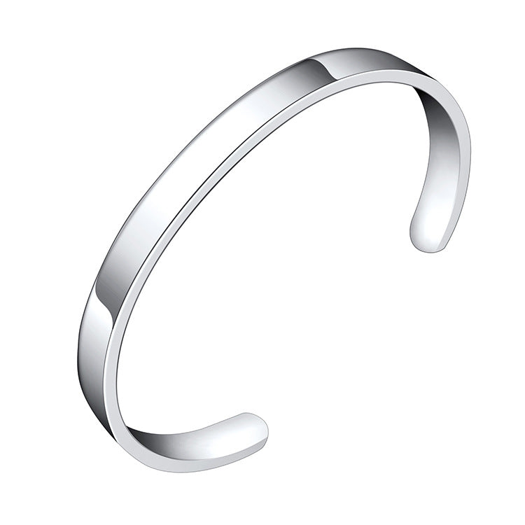 Open-End Polished Titanium Steel Bracelet Personality Lettering Pattern bracelet