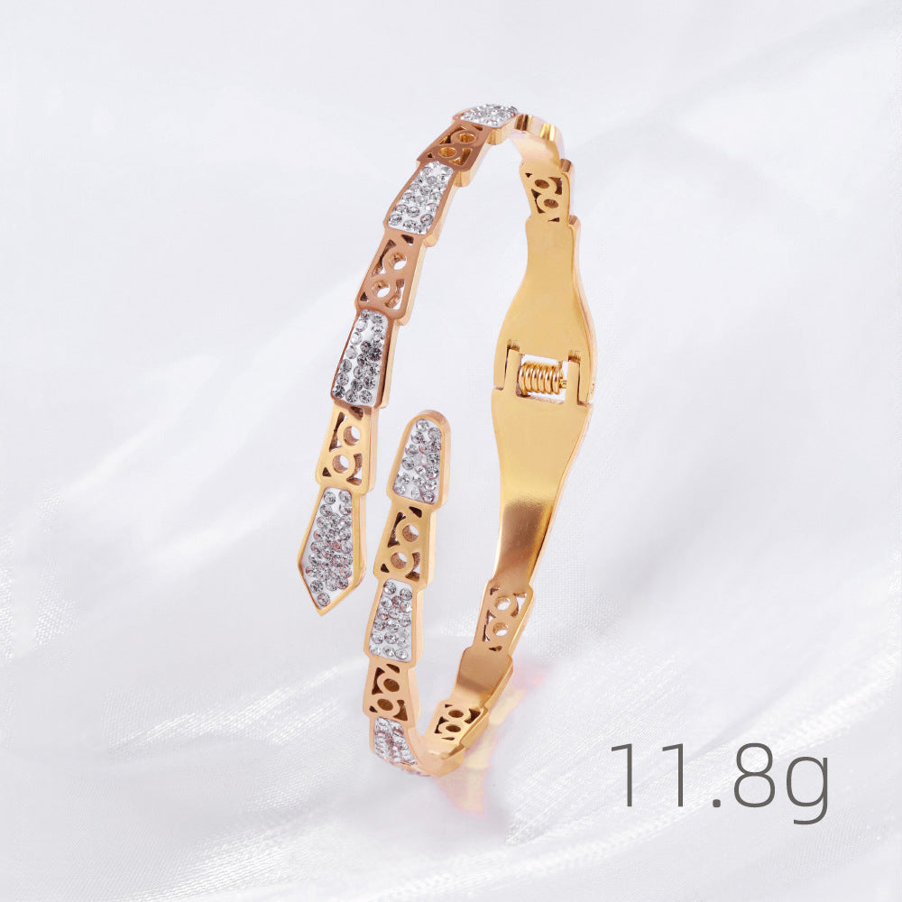 Stainless Steel Bracelet for Women Titanium Steel No Fading Girls' New Snake-Shaped Electroplating