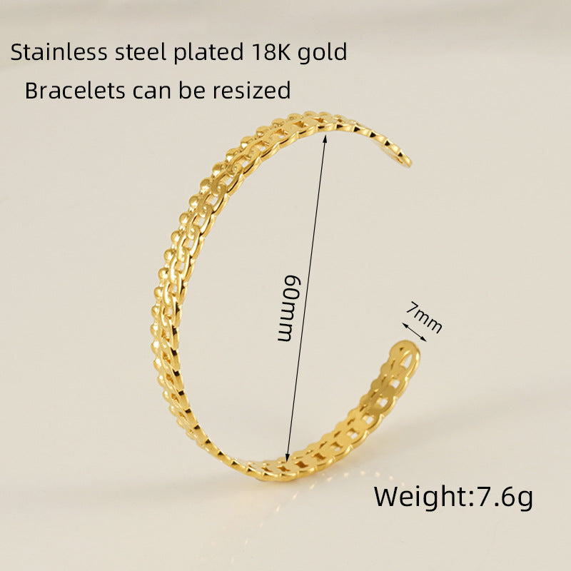 Titanium Steel Open-Ended Bracelet Women's Stainless Steel Adjustable BraceletCWomen's Bracelet