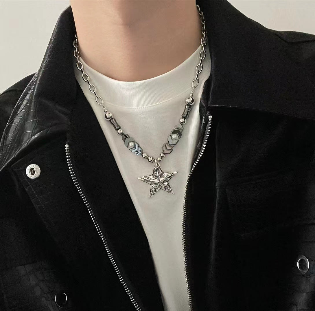 Cross Zircon Non-Fading Titanium Steel Necklace Men's All-Match High Sense Cuban Link Chain Hip Hop Niche Necklace Necklace Fashion