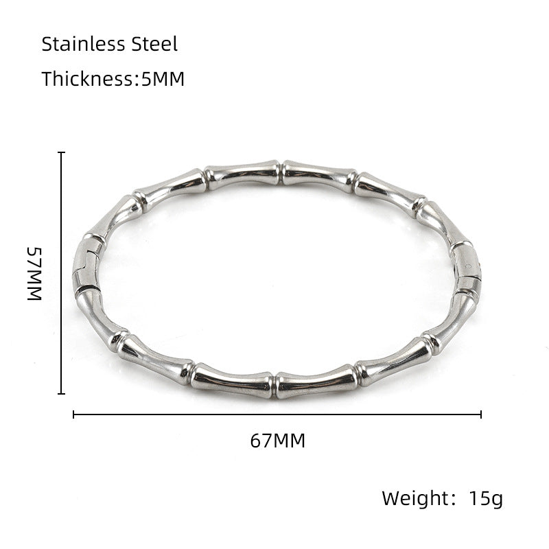 Stainless Steel Bamboo Bracelet Simple High-Grade Titanium Steel Retro Style Bracelet Factory in Stock